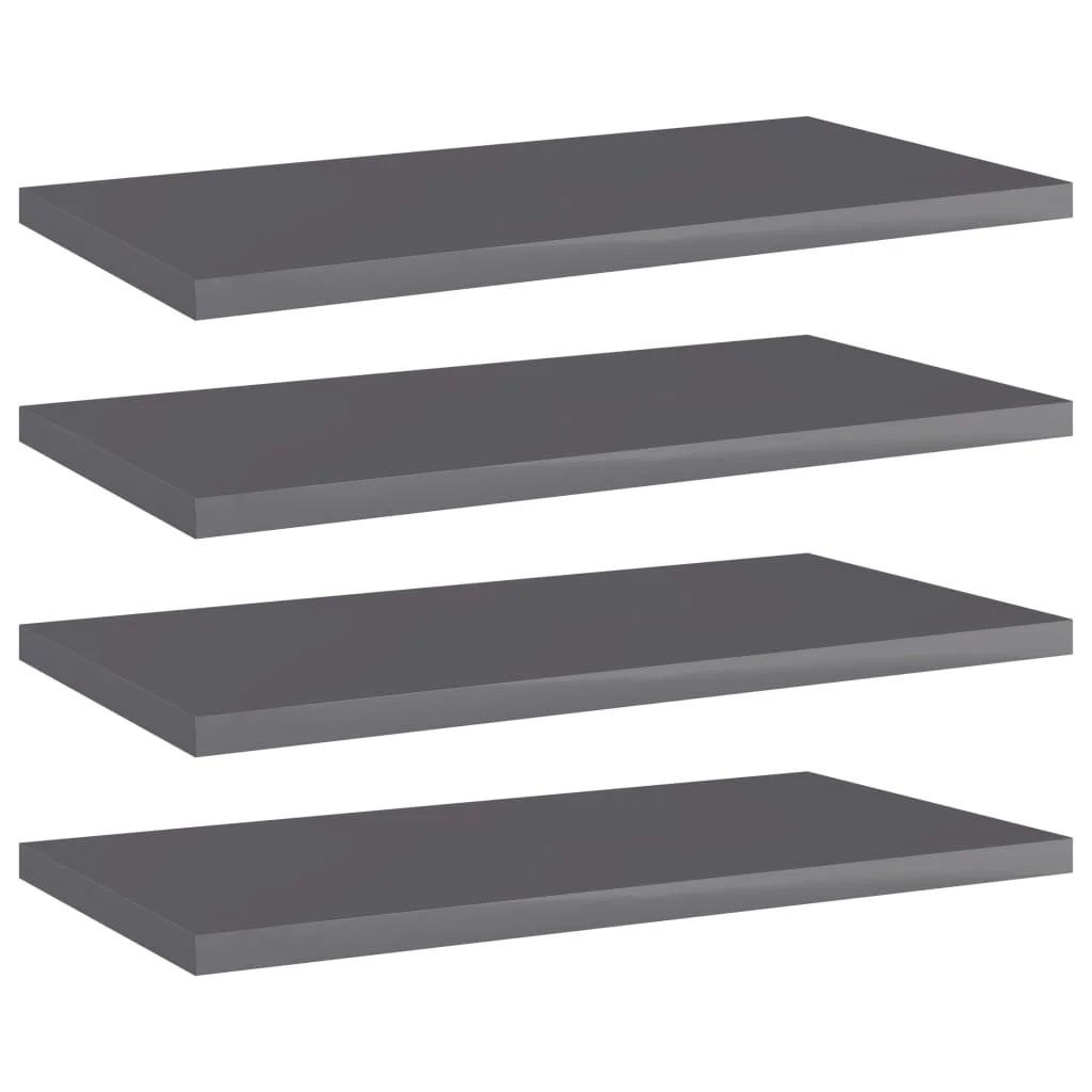 

Bookshelf Boards 4 pcs High Gloss Gray 15.7"x7.9"x0.6" Chipboard