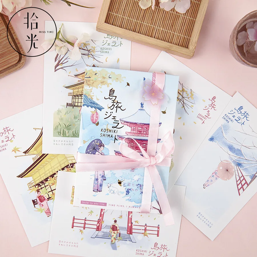 

30 Pcs/Set Creative Japanese illustration Postcard Island Travel Series Greeting Cards Birthday Letter Gift Card