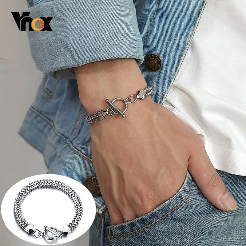 Стильный мужской браслет цепочка Vnox из нержавеющей стали с