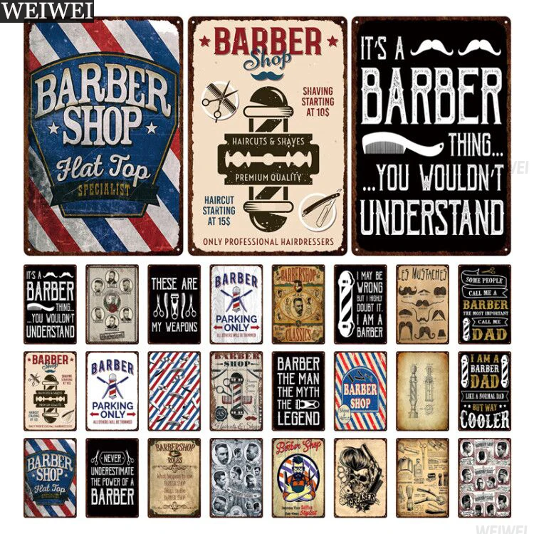 

Barbershop Haircut Shave Craft Plate Painting Metal Tin Sign Decorative Plaques Poster Barber Shop Wall Decor Retro Pin Up Signs