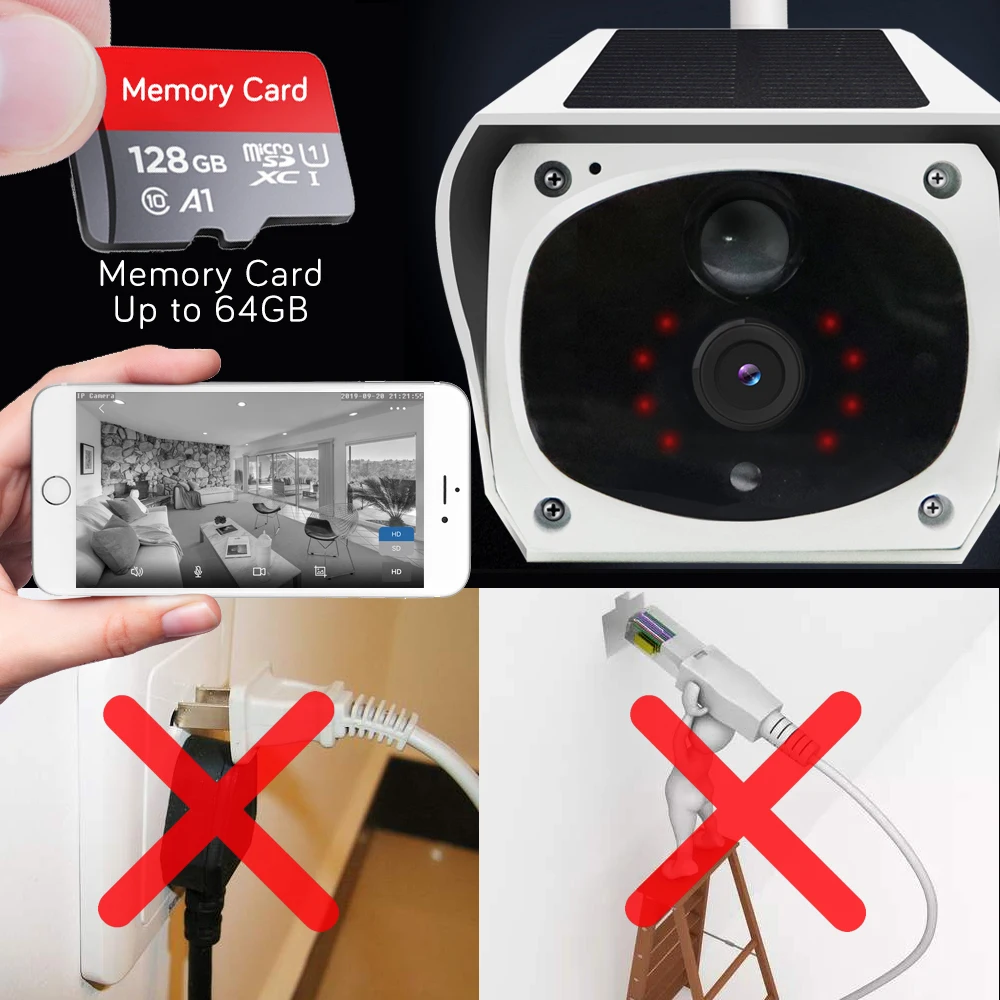 IP камера на солнечной батарее с поддержкой Wi Fi 1080P|Камеры видеонаблюдения| |