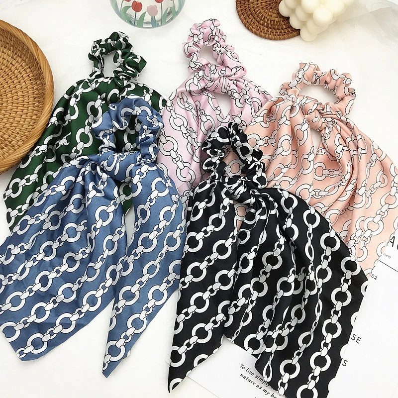 

New Floral Satin Scrunchies Women Elastic Hair Hair Bands Ties Scarf Woman Scrunchy Hairbands Turban Hair Accessories Headwear