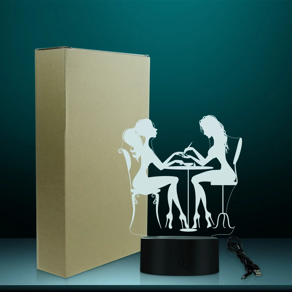 Светодиодная настольная лампа с оптической иллюзией для салона красоты | Лампы и