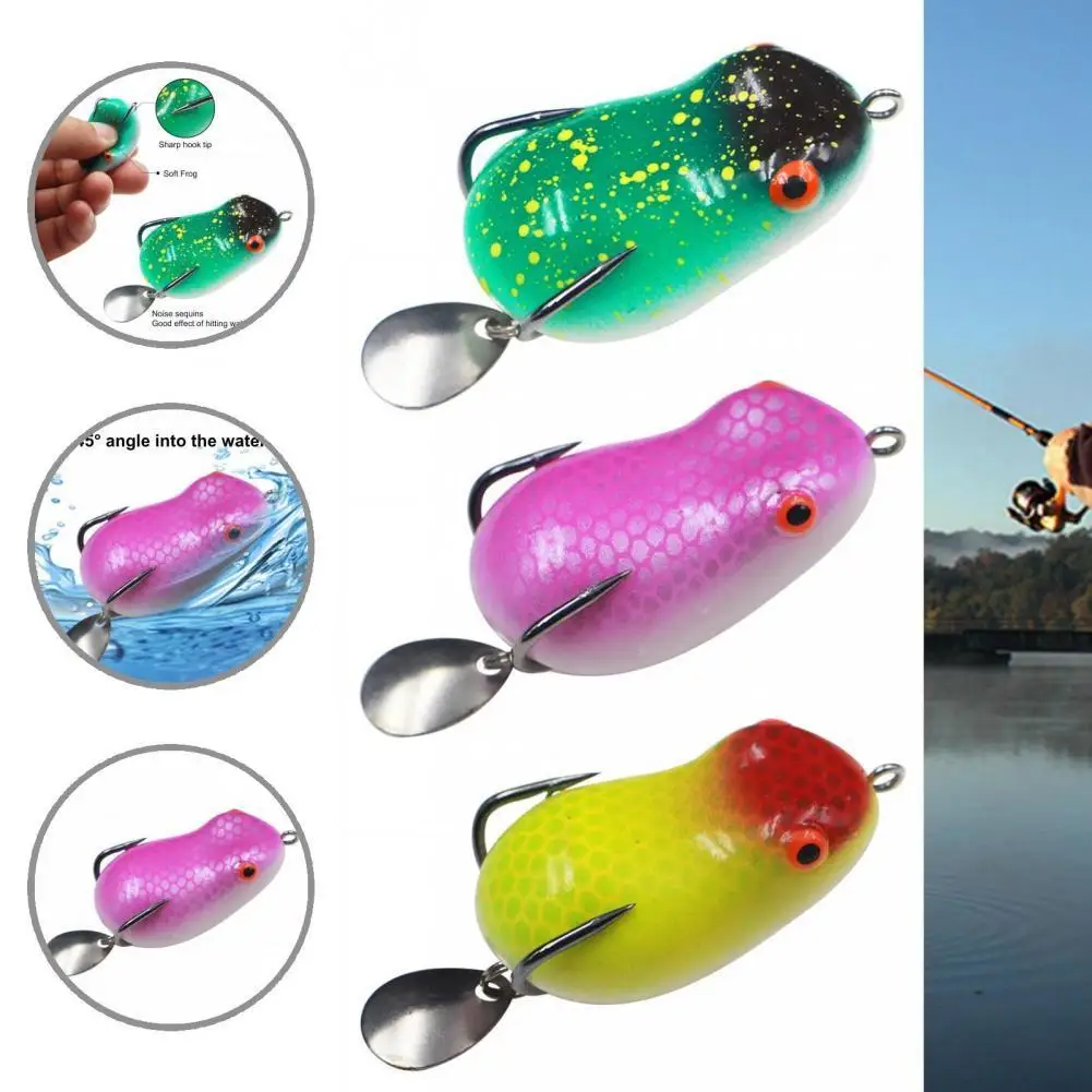 

Double Hook Silicone Topwater Bass Fishing Frog Bait for Attract Fish