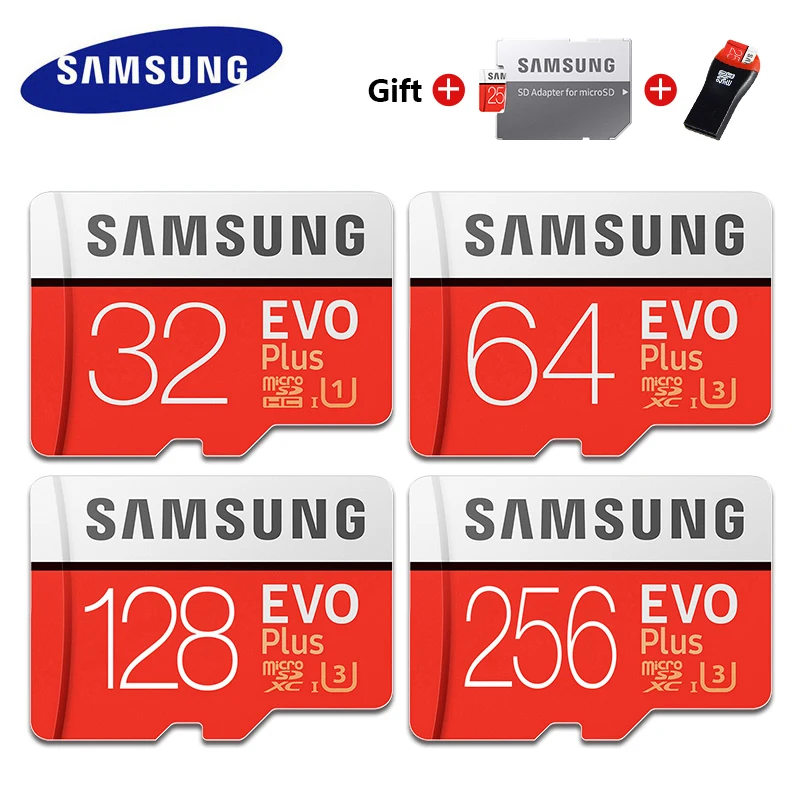 Карта Microsd SAMSUNG 256G 128 Гб 64 ГБ 32 ГБ 16 ГБ 8 ГБ 100 МБ/с./с класс 10 U3 U1 SDXC класс EVO+ Micro SD карта памяти TF флэш-карта