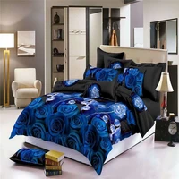 3d flowers reactive painting bedding set double bed queen twin size bed linen set