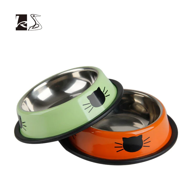 

Cartoon Thick Anti-slippery Cat Bowl Dog Bowl Pet Stainless Steel Food and Water Bowl Single Bowl for Little Dog and Cat