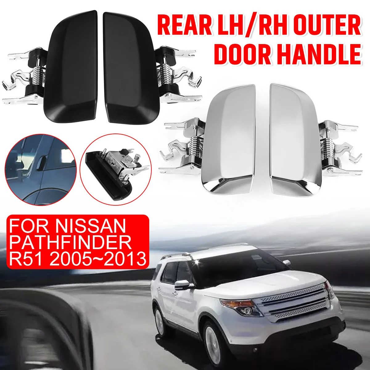 Автомобильный задний внешняя дверная ручка для Nissan Pathfinder R51 2005 2006 2007 2008 2009 2010 2011 2012