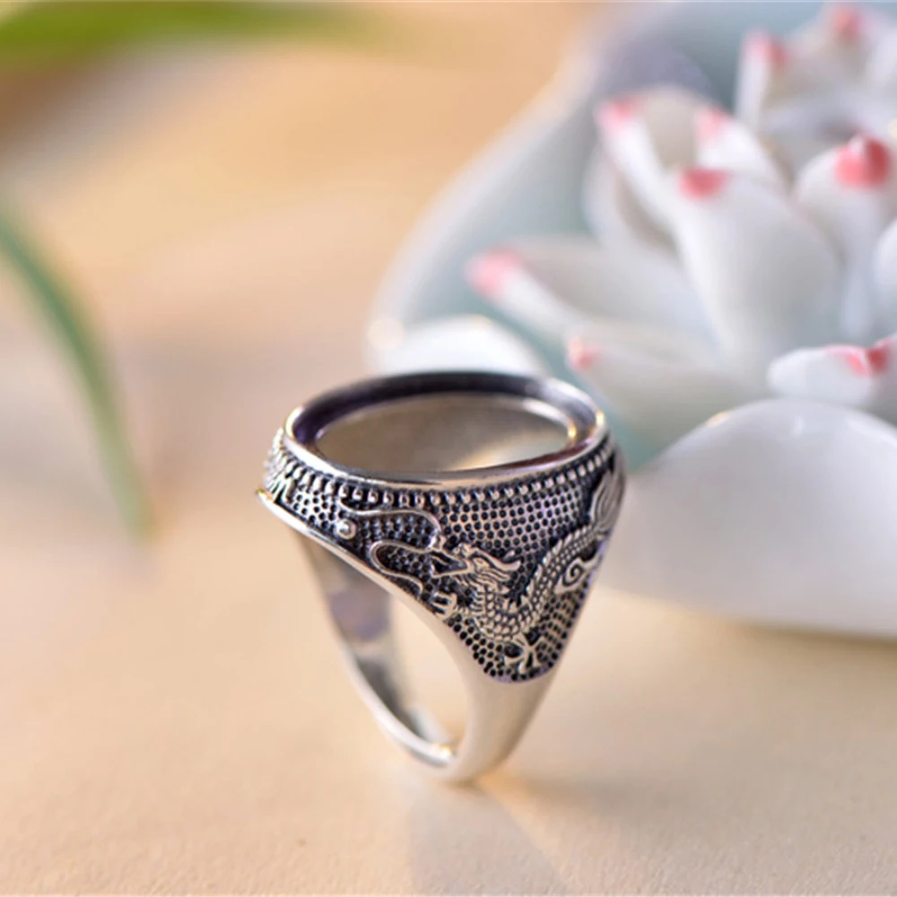 Мужское кольцо из тайского серебра с кабошоном 15 х20 мм | Украшения и аксессуары