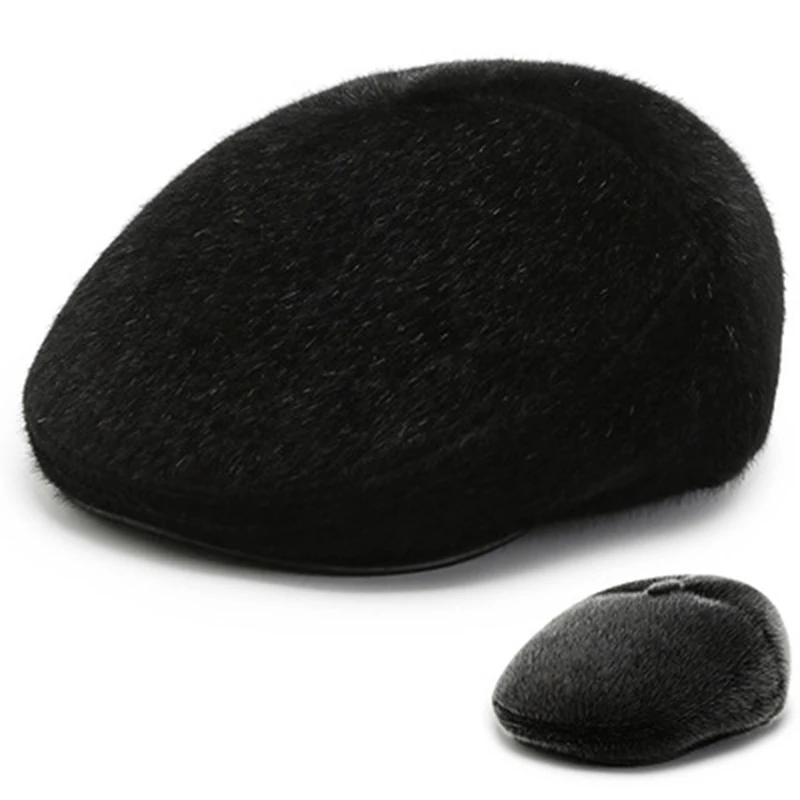 

Winter Faux Fur Newsboy Hat With Earflaps Beret Dad Hat For The Elderly Peaked Cap Winter Warm Hats For Old Men Flat Cap