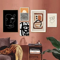 abstract minimalist canvas painting line character face poster wall picture for living room study decoration wall art prints
