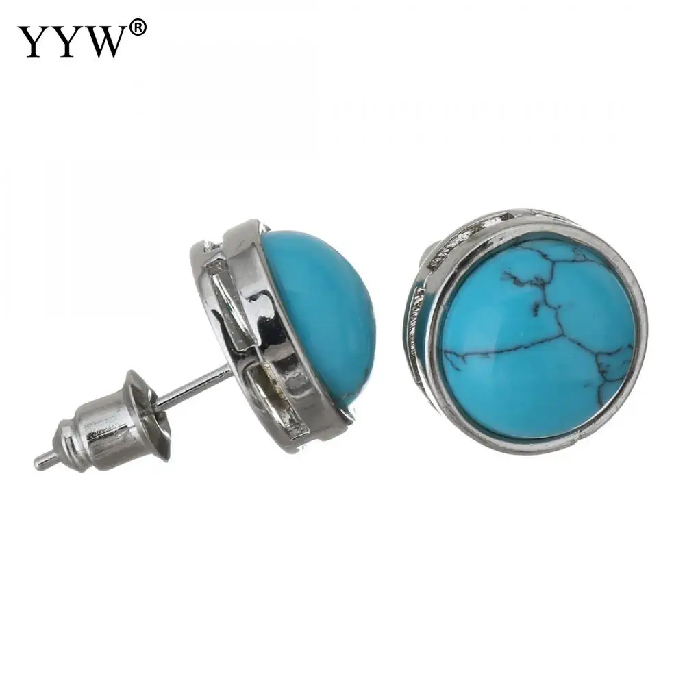 Серьги-гвоздики из натурального камня женские круглые маленькие простые сережки