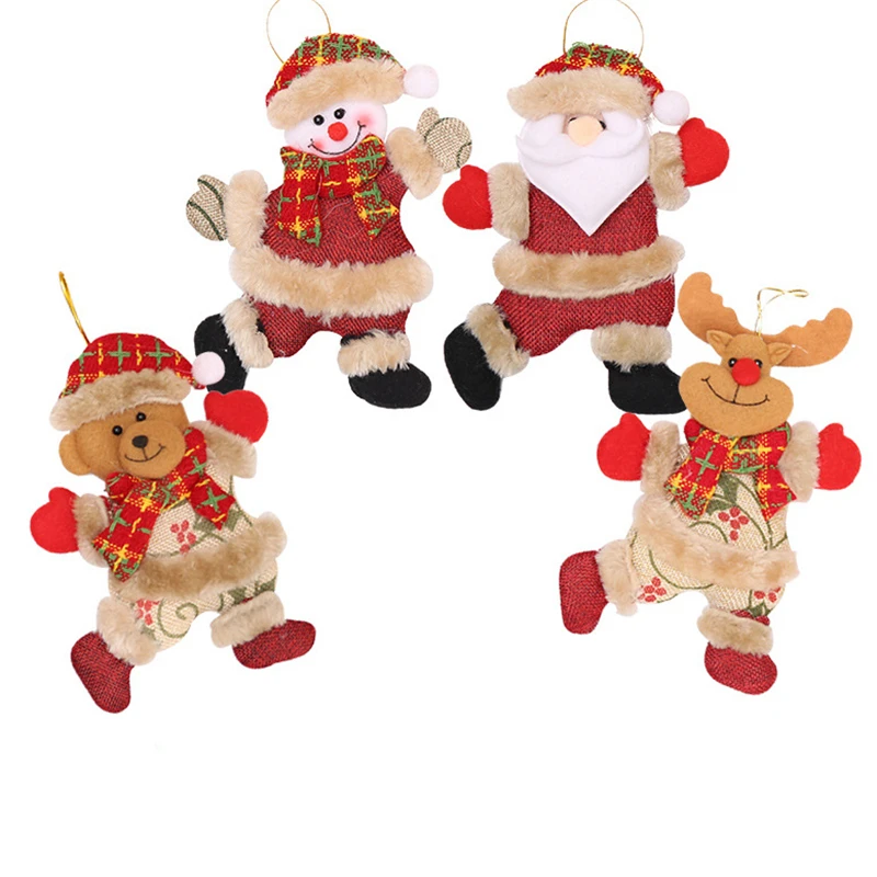 

48 шт. рождественские плюшевые подвесные украшения, Санта-Клаус, снеговик, олень, медведь, Рождественская елка, подвесные украшения для празд...