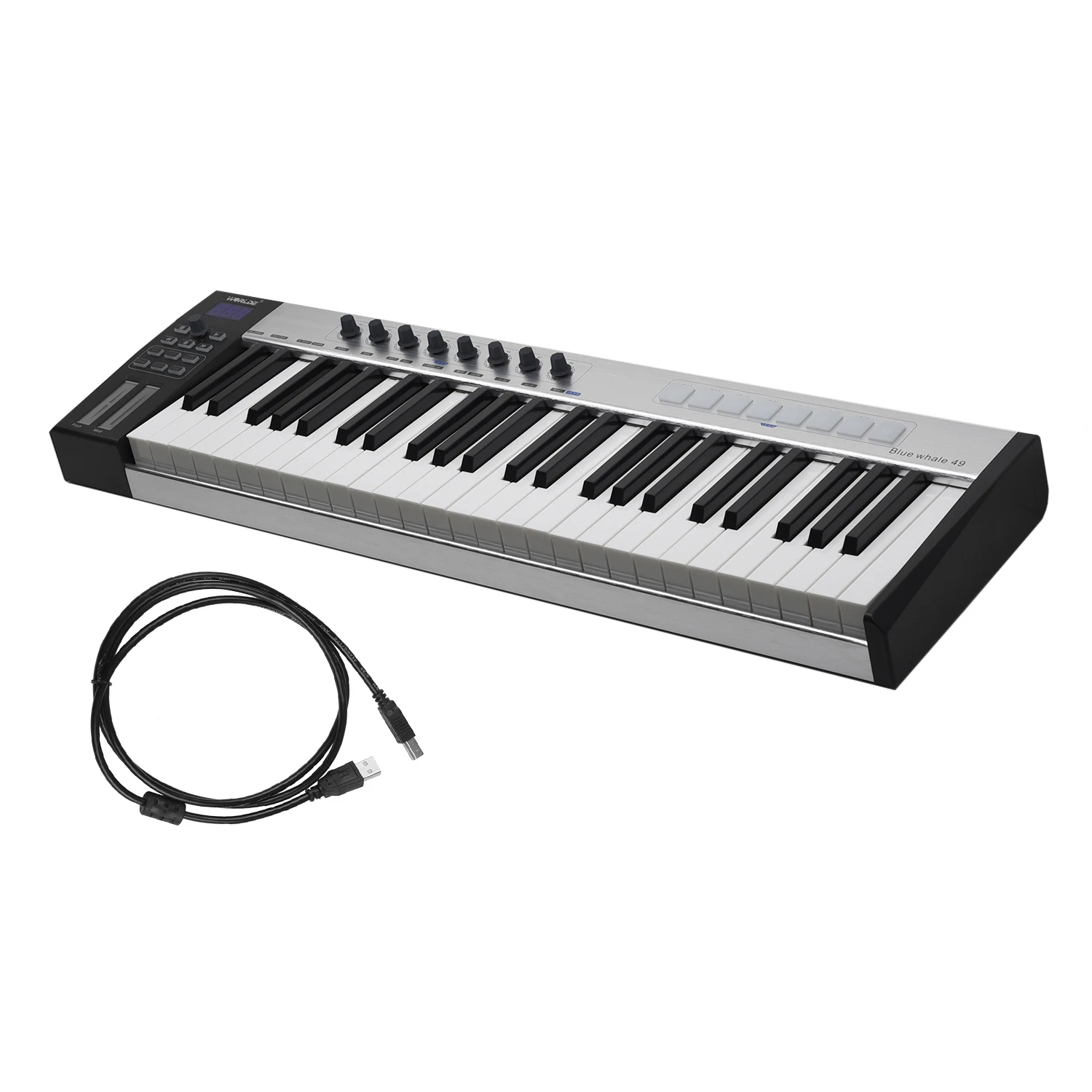 WORLDE Blue whale 49 Портативный USB MIDI контроллер клавиатура полувзвешенных клавиш 8 RGB
