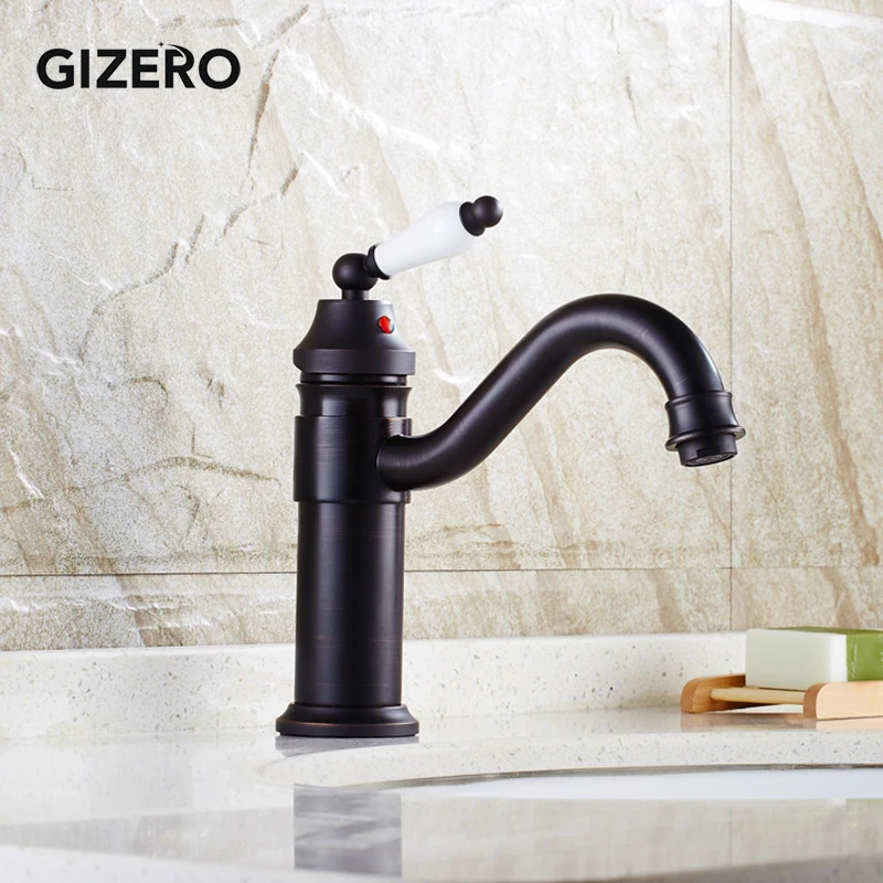 Ceramic Faucet Оптом и в розницу, черный керамический кран для ванной комнаты, 360 Поворотный носик, антикварный Элегантный смеситель для раковины, краны для умывальника ZR254 - Цвет: Ceramic Faucet