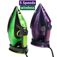 2400w 5 speed adjust cordless electric steam iron for garment steam generator clothes ironing steamer ceramic soleplate portable