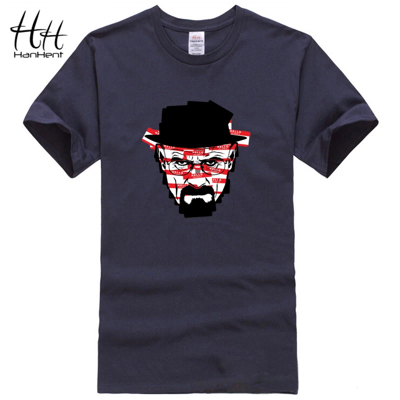 Мужская хлопковая футболка с коротким рукавом HanHent Breaking bad надписью My name is Heisenberg