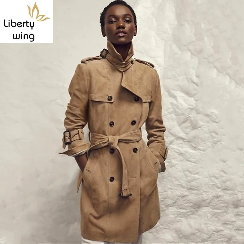 Женская куртка из натуральной кожи приталенная двубортная ветровка овчины с