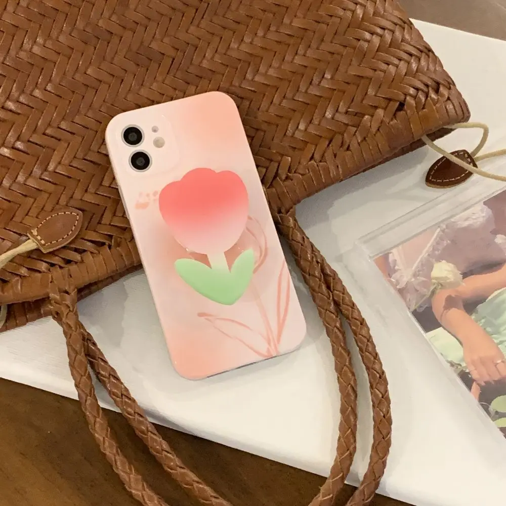 

Ins Tulip Flower Phone Case For iphone 12 Pro Cover capa For Coque iPhone XS Max XR 11Promax 7 8 Plus Soft Back Cases Shell