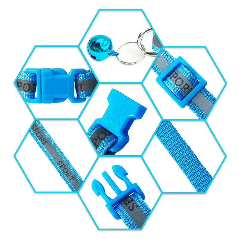 Pet Dog Collar Night Safety reflective Leash Collars With Bell Luminous Fluorescent Dogs Cats and Supplies | Дом и сад