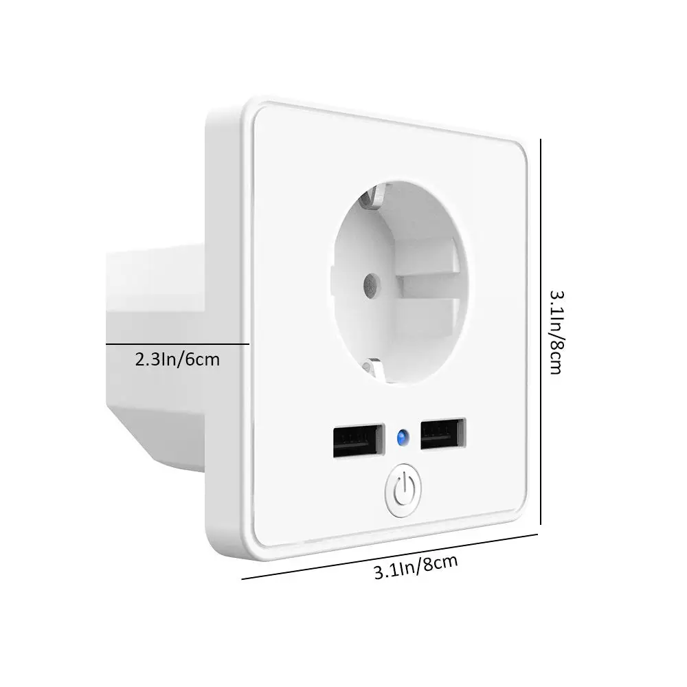 Teekar T16E 2000 Вт ЕС вилка умная wifi настенная розетка с двумя usb-портами приложение контроль мощности монитор работа с Alexa Google Assistant