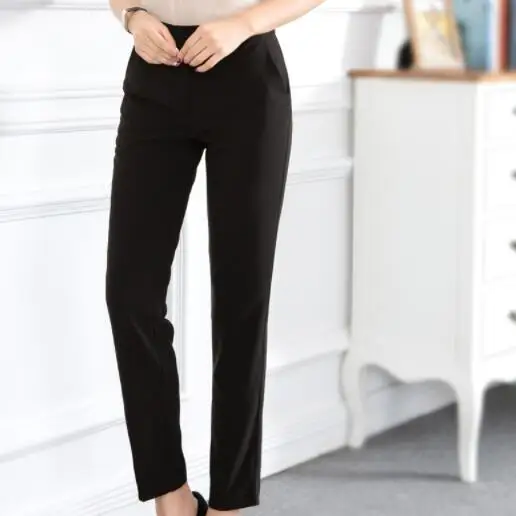 Высокое качество женские формальные офисные рабочие брюки черный серый деловой