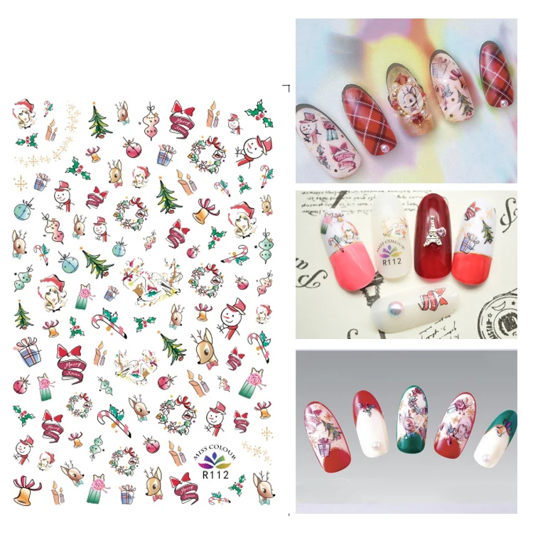 

3D Nail Sticker Cartoons Christmas Gift Deer Fashion Stickers Autumn Small Adhesive Stickers for Manicure Nail Art Decoration