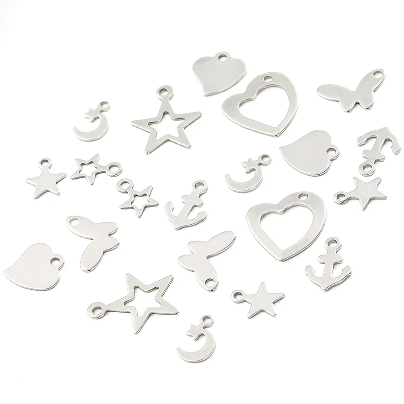 Подвески из нержавеющей стали с маленькими звездами подвески в виде Луны сердца