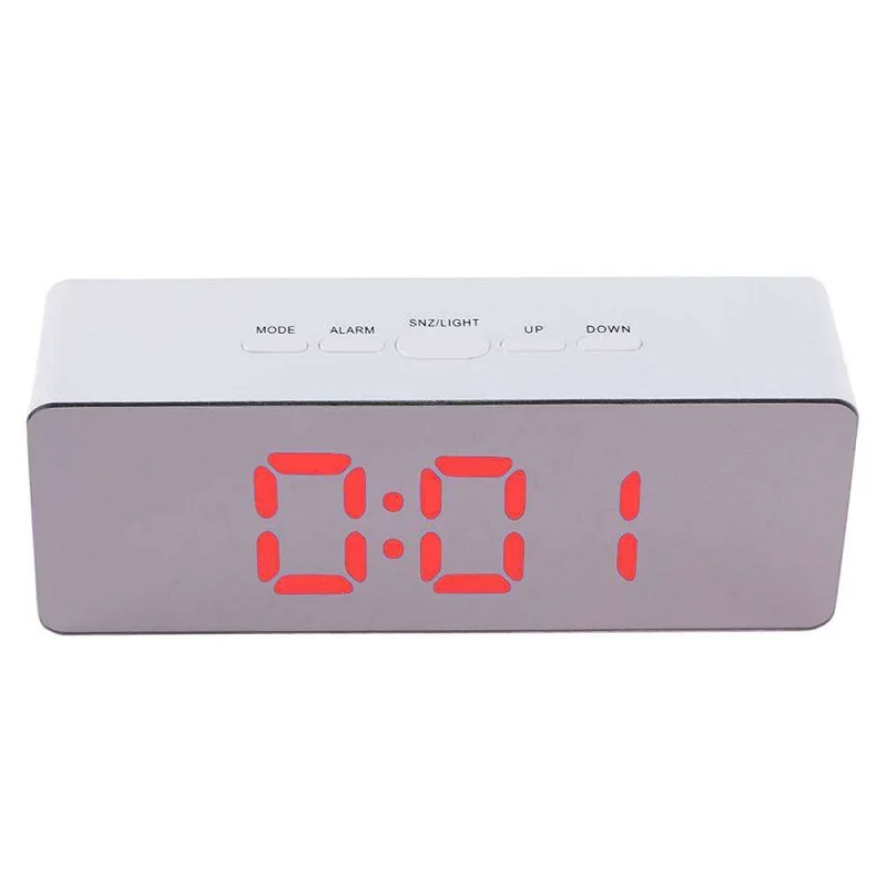 

LED Mirror Alarm Clock Digital Snooze Table Clock Wake Up Light Electronic Large Time Temperature Display Home Decoration Clock