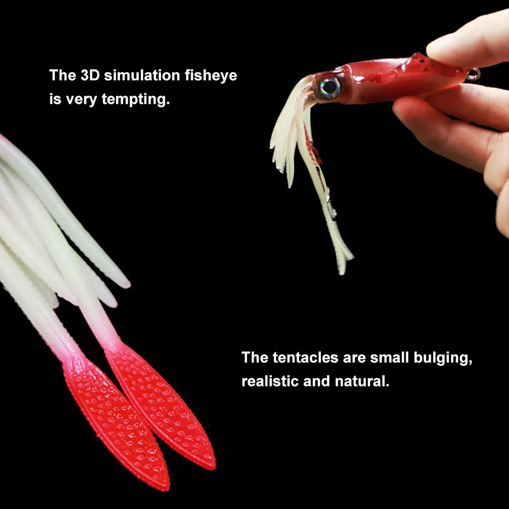 Кальмара Luer для ловля соленой воды светится в темноте Мягкая приманка рыбалки с