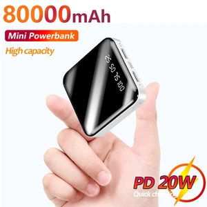 80000mah mini large capacity power bank dual usb external battery portable charger fast charger for iphone xiaomi free global shipping