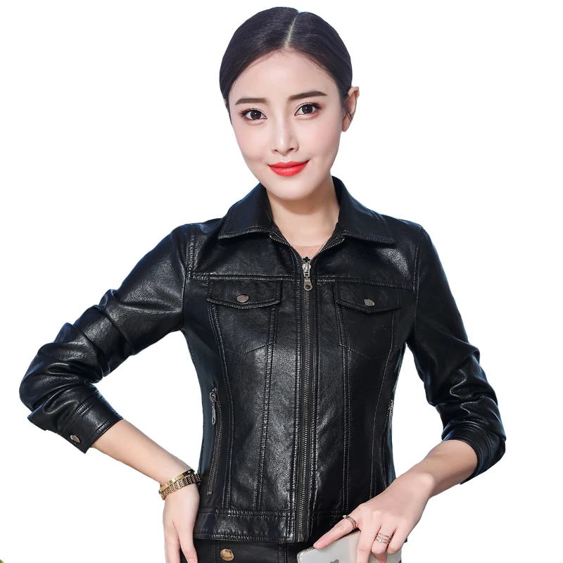 Женская короткая осенняя куртка из искусственной кожи Зимняя Толстая Мягкая