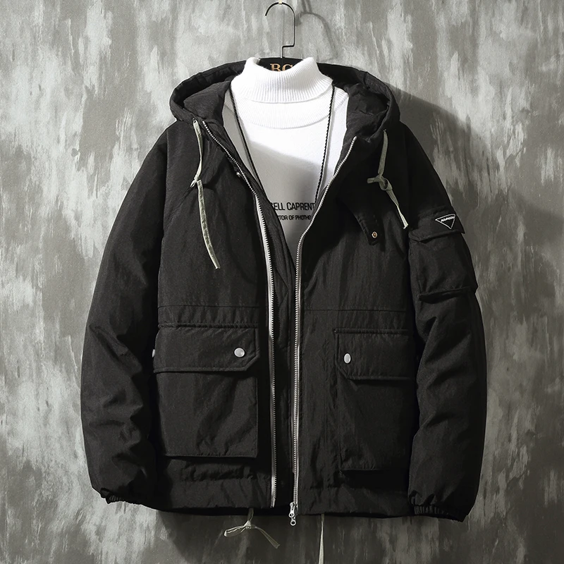 NEW2022 Winter Jackets Men Warm Thick Cotton Multi-pocket Hooded Parkas Mens Casual Fashion Warm Coats Plus Size 5XL Overcoat