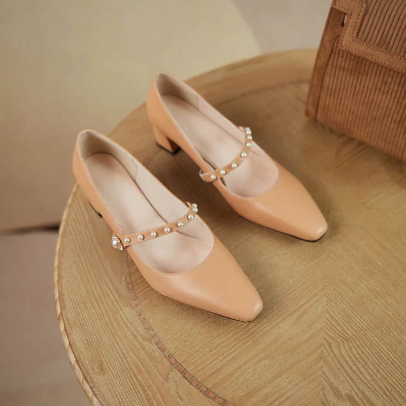 

Summer Shoes Ladies Pearl Decorateion Casual Female Sneakers Bow-Knot Shallow Mouth Square Toe Dress Flats Women 2021 Beading Ne