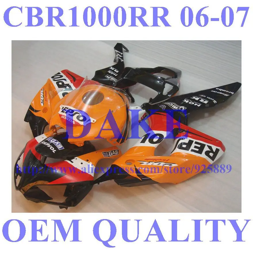 

injection mold Fairings for HONDA CBR1000 06 07 CBR1000 RR 2006 2007 CBR1000RR 06-07 pre_drilled fairing kits #S51SS