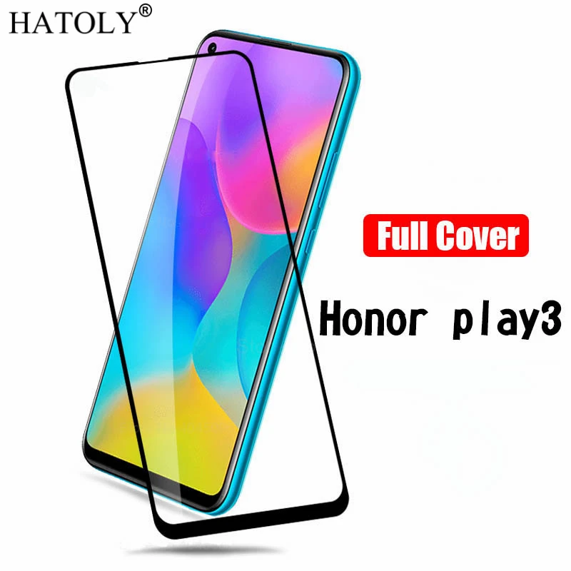 Protector de pantalla de cristal templado para Huawei Honor Play 3, cubierta completa para Honor Play 3, pel&iacute;cula de borde curvo 3D, 2 uds.-1