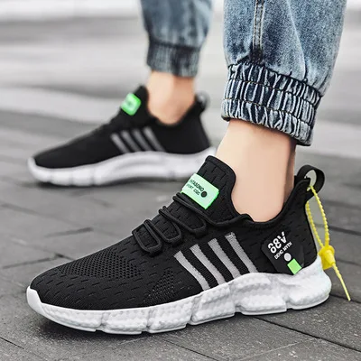 

2021 Summer Fashion Men Sneakers Comfortable Fluorescent Green Men Sports Shoes Casual Lightweight Breathable Mens Running Shoes