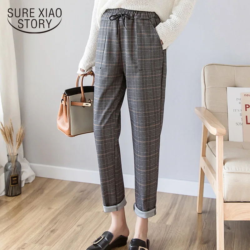 Женские винтажные брюки-шаровары с эластичной резинкой на талии повседневные