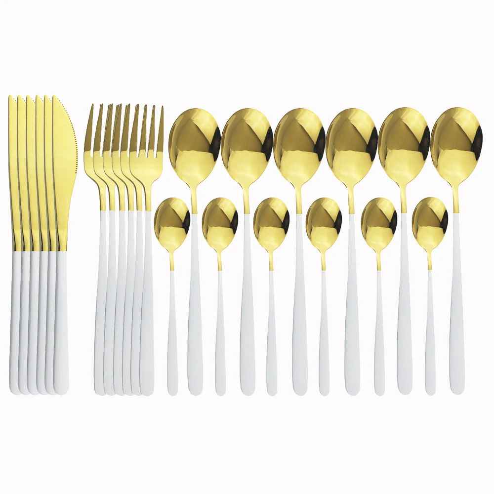 Столовый Набор для кухни из белого золота 24 шт./компл. набор посуды нержавеющей