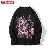 atsunny hip hop harajuku retro hoodie pullover gothic style anime girl oversize hoodies american cute cartoon clothes sweatshirt