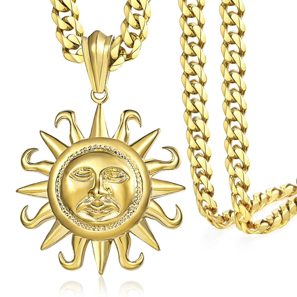 Мужской кулон от солнца Davieslee ожерелье из нержавеющей стали 316L