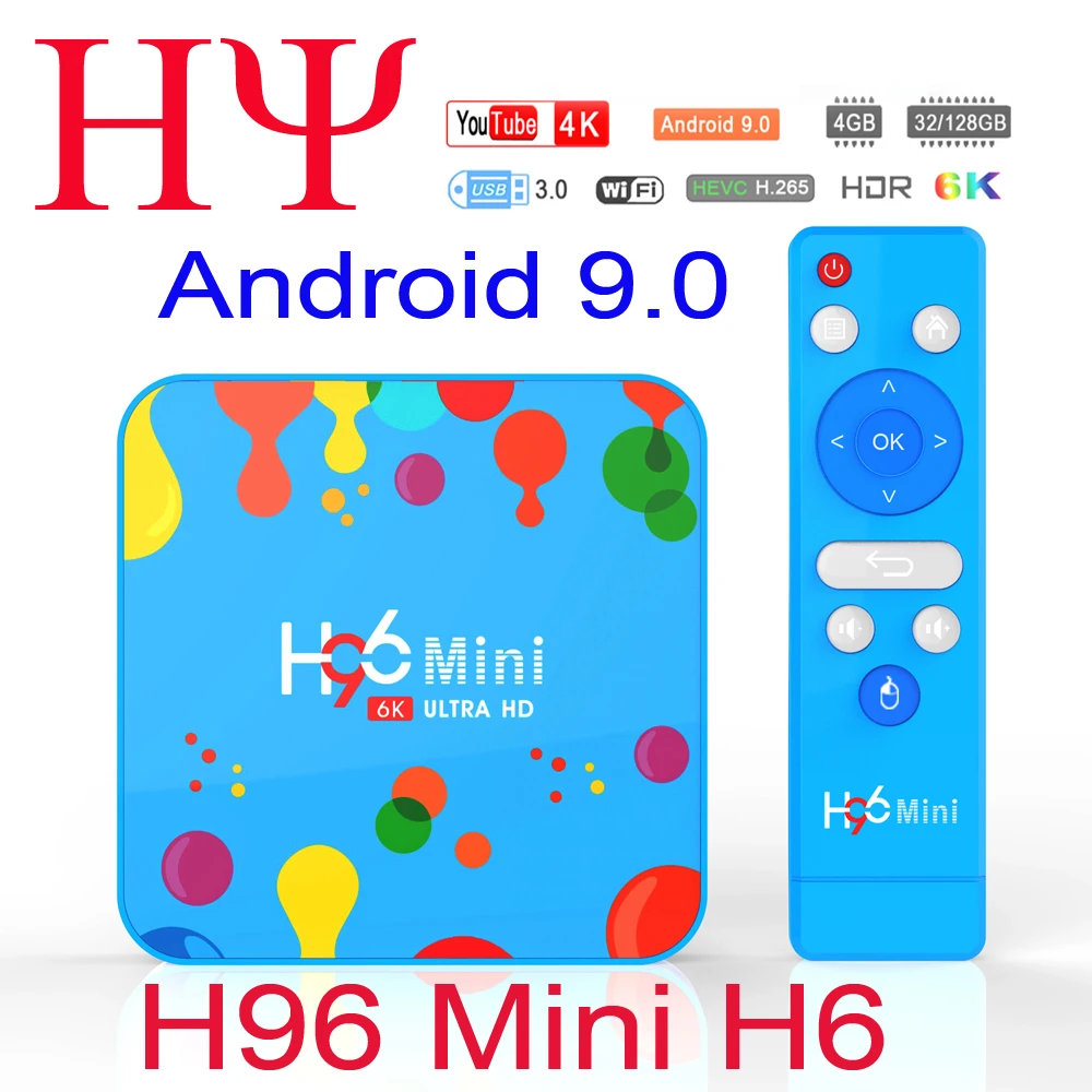 H96 Мини Android 9 0 ТВ коробка 4 Гб 128 ГБ 32 Allwinner H6 четырехъядерный 6 к H.265 USB3.0 двойной Wifi HDR