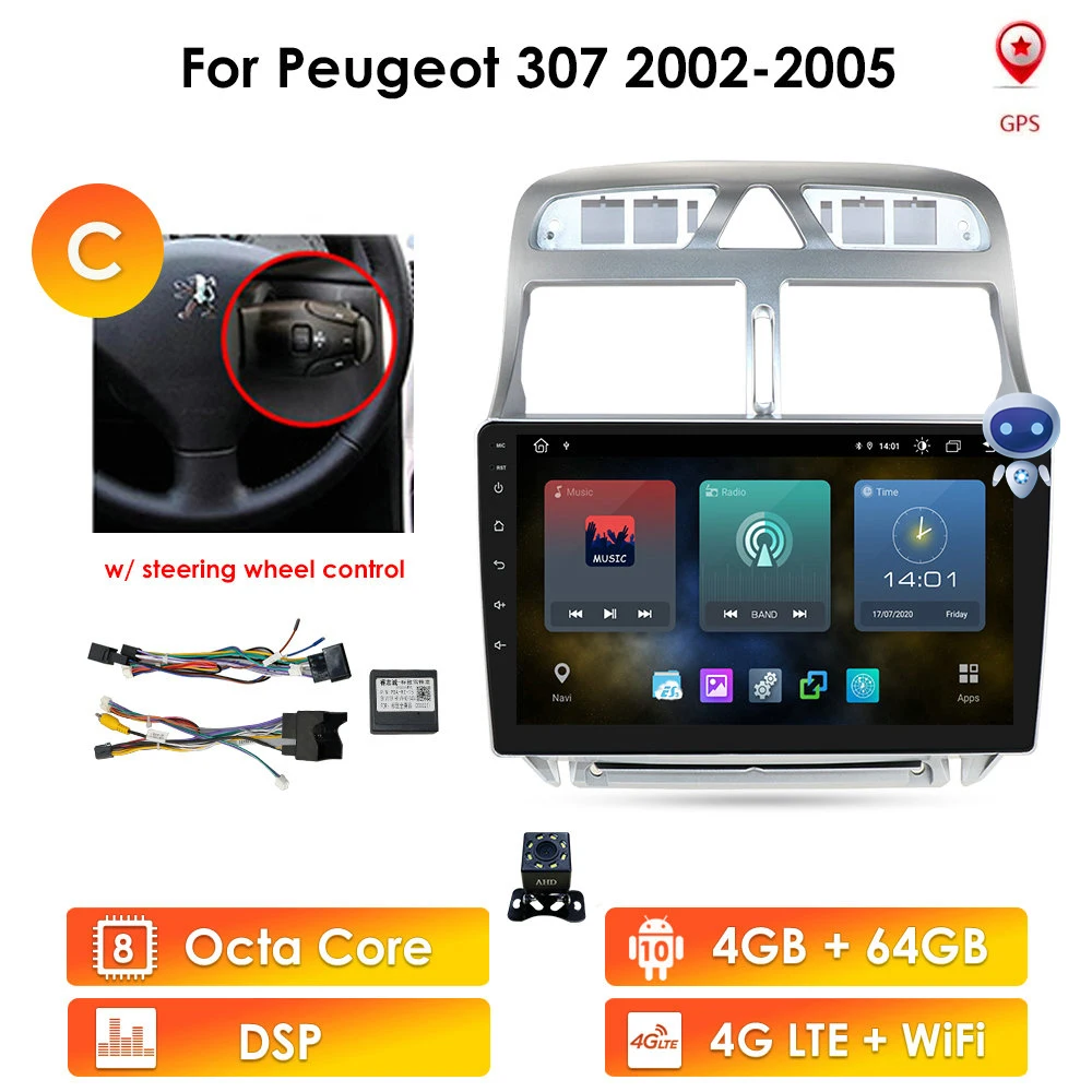 

Car Radio Android Gps Navigation Player For Peugeot 307 307CC 307SW 2004-2013 Multimedia Stereo WiFi Video 2din 2 DIN AUTORADIO