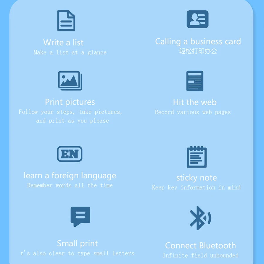 

Portable Mini Thermal Printer Wirelessly BT 203dpi Photo Label Memo Wrong Question Printing with USB Cable imprimante portable