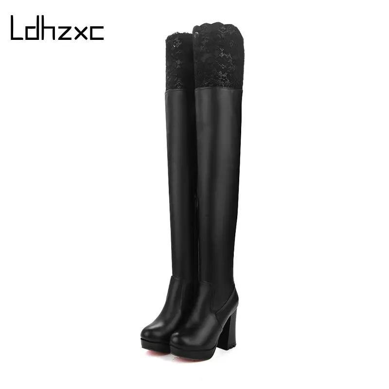 

LDHZXC Boots Women Motorcycle Shoes Platforms over the knee Boots Female Platforms Leather Oxford Shoes Woman High Heels