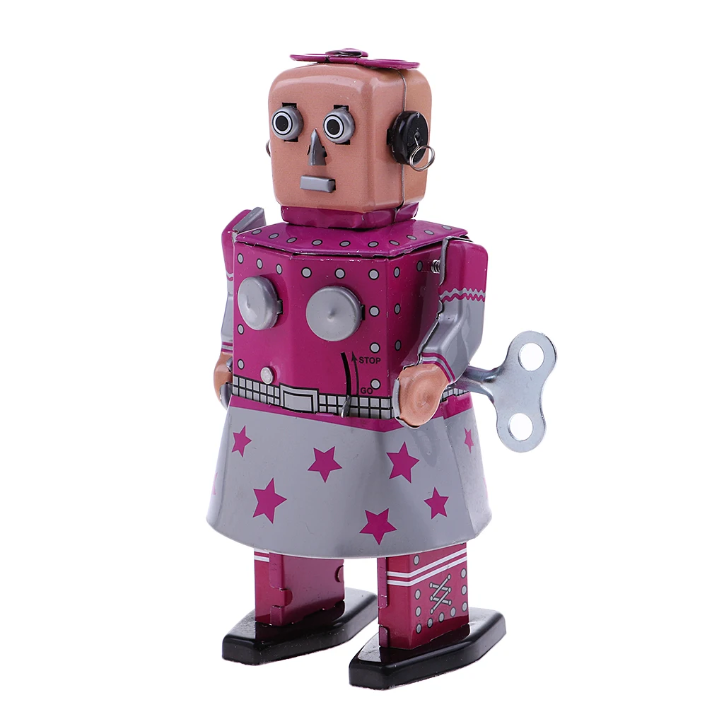 

Vintage Mechanical Clockwork Walking Robot w/ Wind Up for Kids Birthday Gift