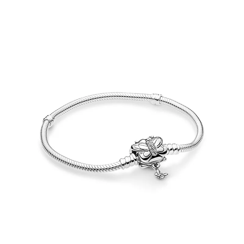 

S925 Sterling Silver Original Pan Chain Snake Butterfly Mickey Bracelet Charms Beads for Bangles Women Jewelry Holiday Gift