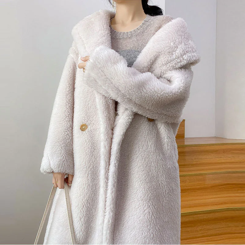 

2021Women Winter Faux Fur Warm Long Teddy Coat Long Sleeve Female Thick Teddy Bear Coat Casual Loose Oversize Outwears