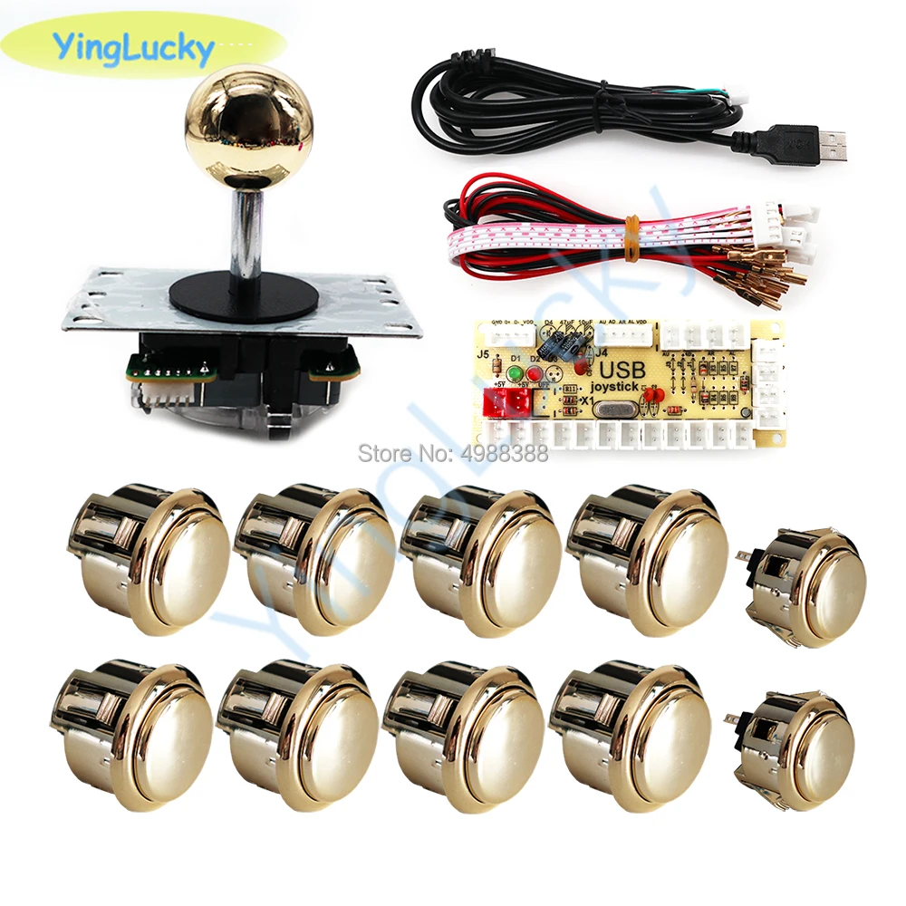 Новый DIY аркадный джойстик Набор 30 мм 24 аркадные кнопки usb Нулевая задержка