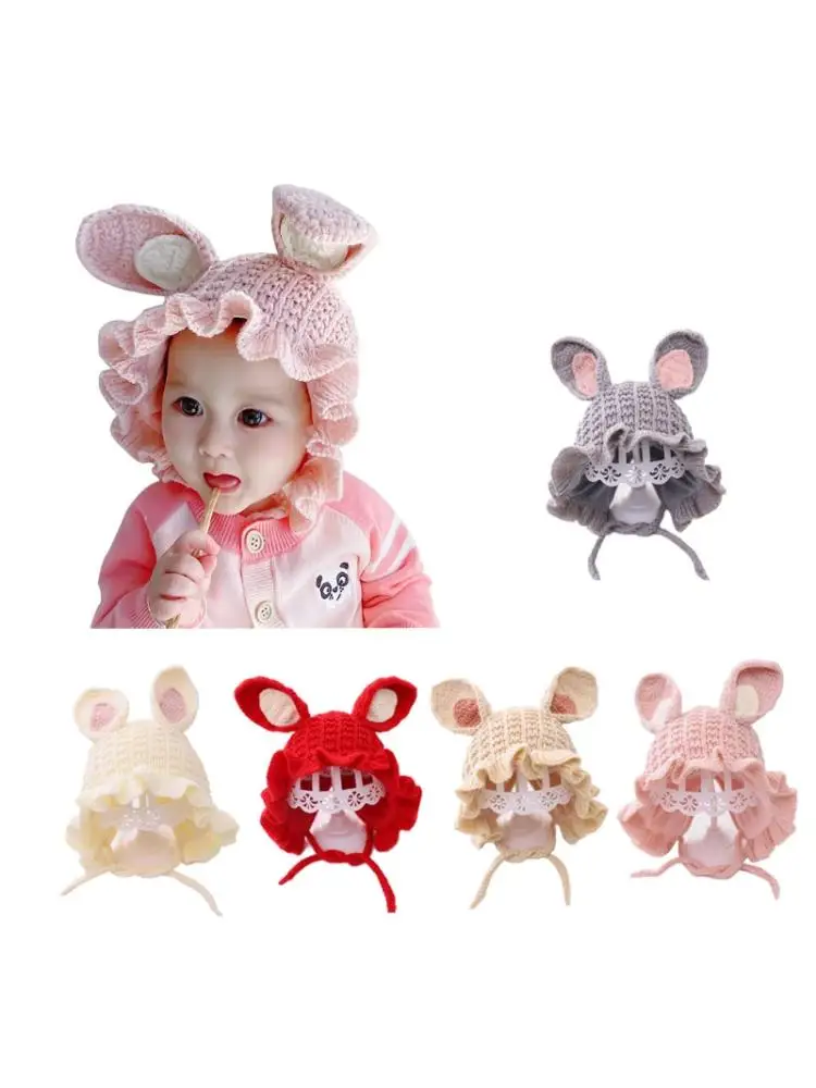 

Winter Knitted Warm Baby Hat Cute Rabbit Ears Girls Cap Ear Protection Bonnet F3ME